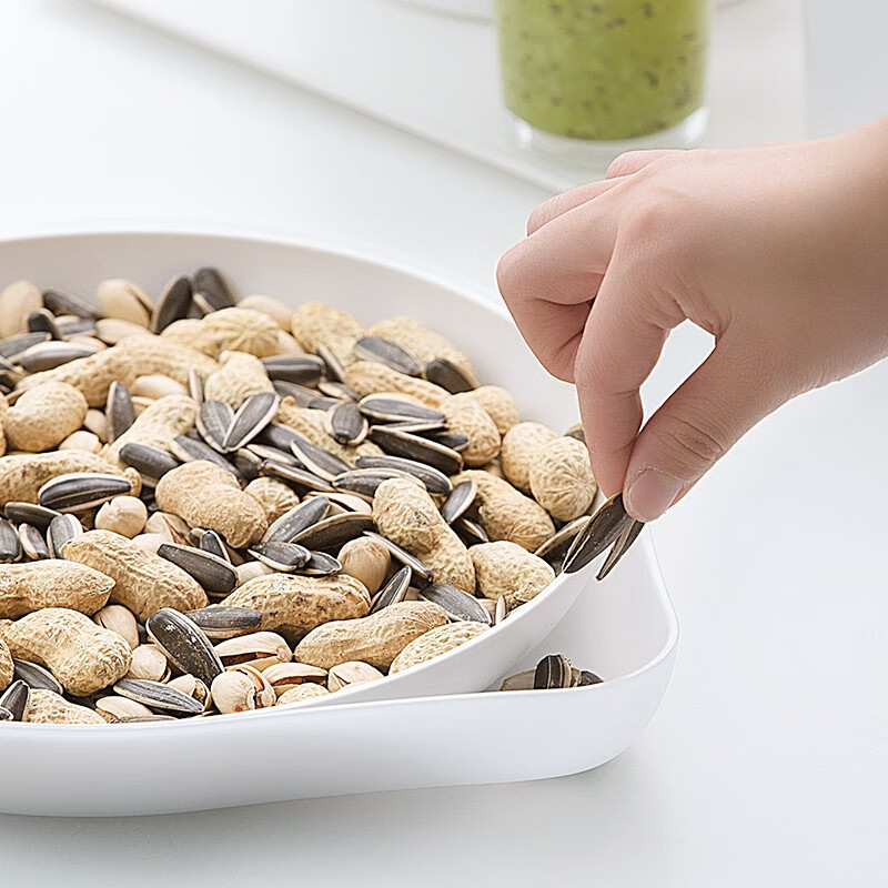 茶花果盘塑料双层糖果盒干果盒水果盘客厅茶几瓜子盘零食盘瓜子盒 【双层】欧铂兹*柠檬组合式果盘