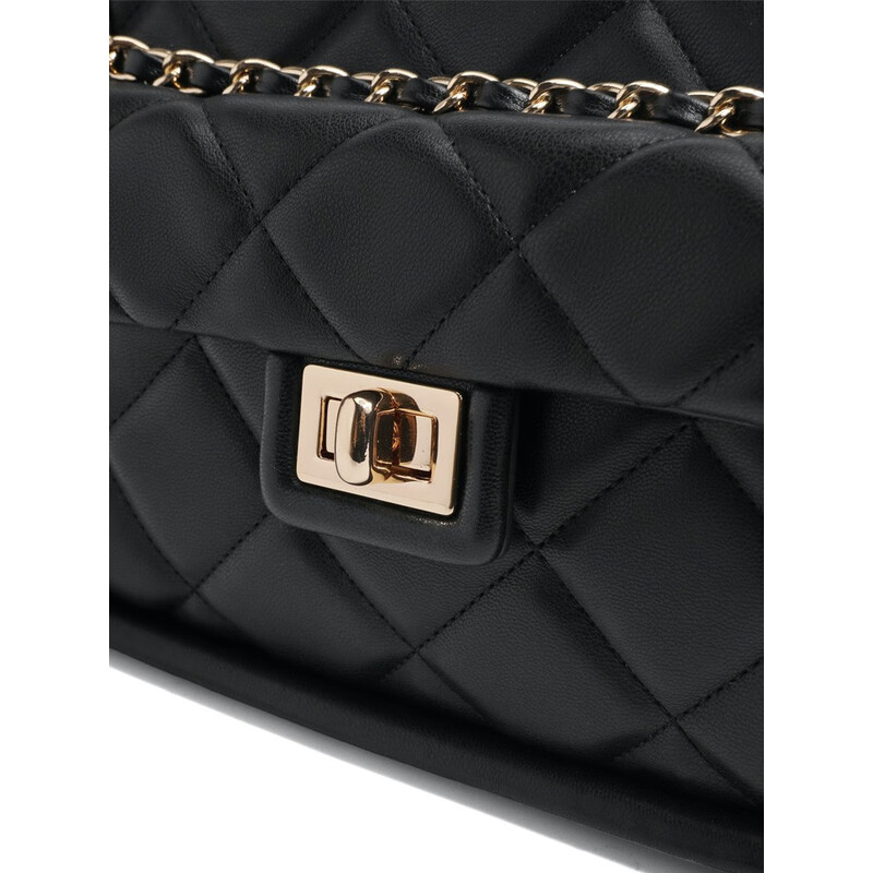 百丽包包女2023夏季新款休闲法棍绗缝包小香风轻奢单肩斜挎包X9095BX3 黑色 F