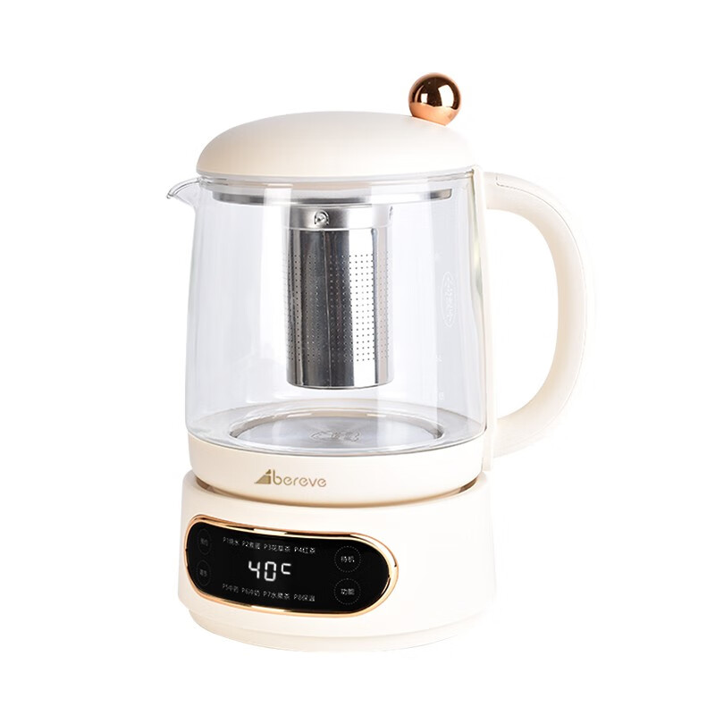 Abereve艾贝丽多功能养生壶煮茶器电烧水壶煮蛋器 可泡水果茶可冲奶可煲中药【12H智能预约多段保温】 ABL-YSH016米白色 1.5L