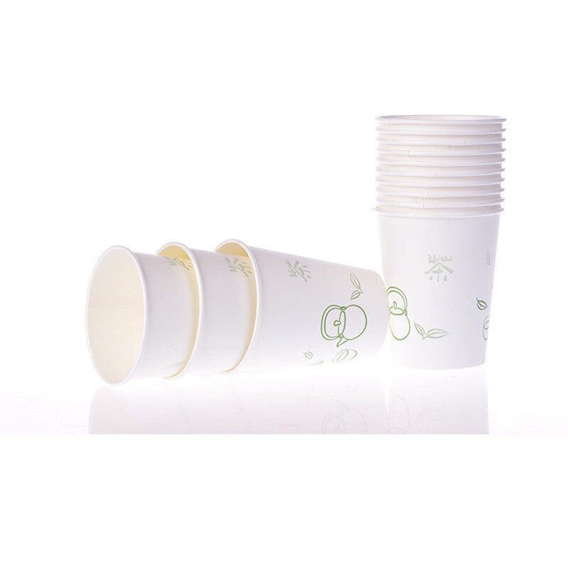 史泰博 纸杯/塑料杯 一次性加厚水杯 冷热两用隔热杯子 办公专用 茶香图案(100只/250ml)