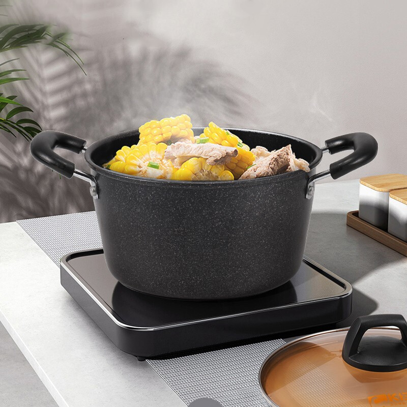 康巴赫 锅具套装麦饭石色炒锅煎锅汤锅不粘锅三件套电磁炉燃气灶通用 麦饭石三件套 3件套