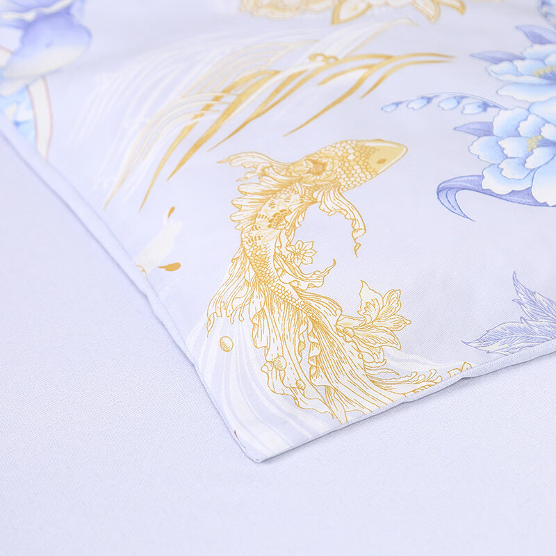 富安娜家纺床上六件套纯棉 100%全棉印花床单被套 单人学生宿舍套件 清姿·冬至 0.9米1.2米床(152*210cm)