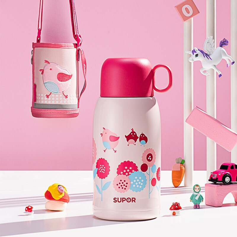 苏泊尔（SUPOR）保温杯儿童保温水杯304不锈钢真空水杯学生便携杯子卡通杯子 KC67DG10咕咕鸡670ml两用杯盖