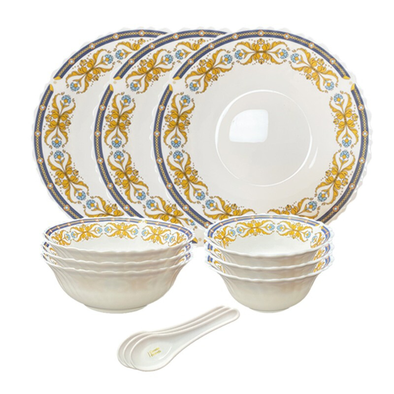 康宁餐具 餐具套装耐高温玻璃碗碟盘套装 彭巴杜夫人 餐具12件套B 12头