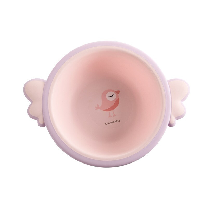 茶花初生婴儿洗脸盆新生儿童用品洗屁股可爱加厚翅膀把手卡通PP用宝宝面盆小盆 公主粉