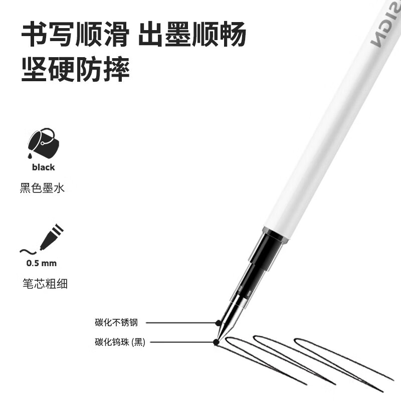 得力(deli)纽赛商务中性笔 德国创意设计 转动出芯 黑色签字笔 磨砂轻奢款 送礼佳品 磨砂款-汉玉白1支