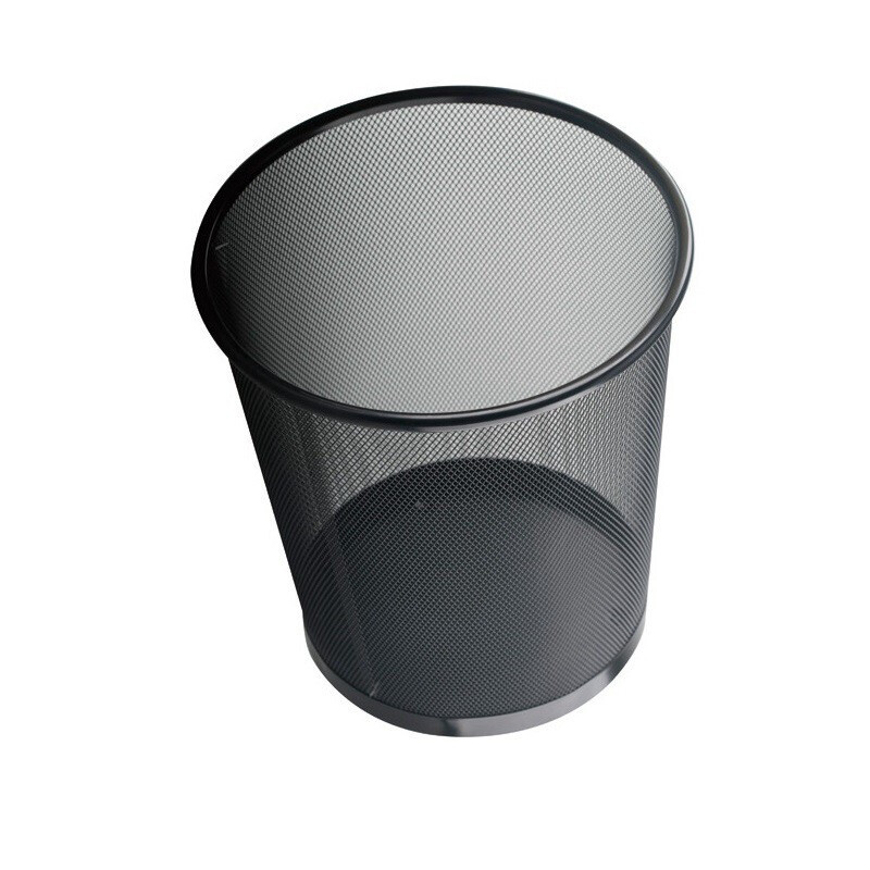 史泰博 金属网状垃圾桶 塑料垃圾桶 圆形方形纸篓垃圾桶家用办公 黑色 金属 圆形大号 29.5*35cm