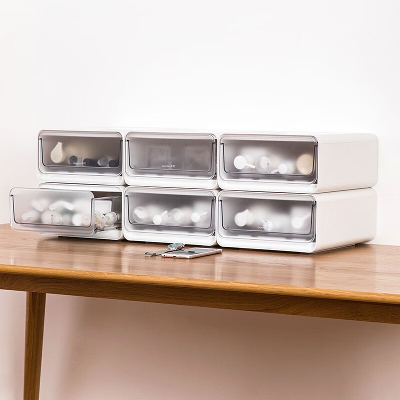 茶花收纳箱抽屉式衣柜内桌面收纳盒自由组合家用塑料整理箱衣服储物箱 【大号】单个装【34.7*38.6*18.3cm】