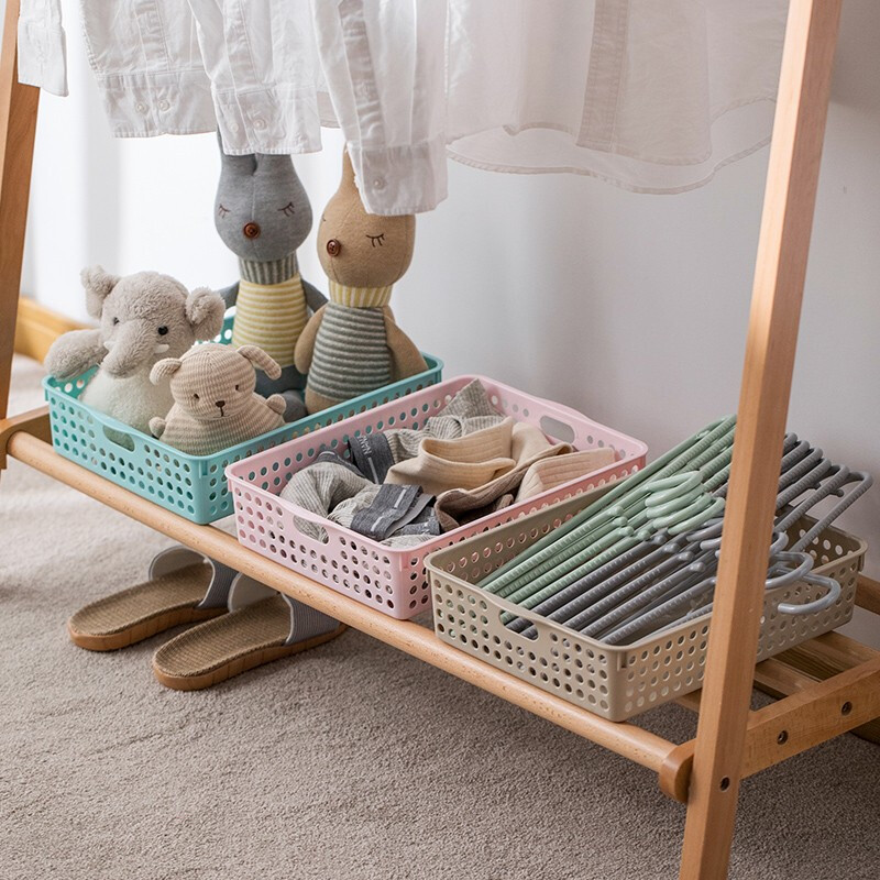 茶花（CHAHUA）茶花收纳筐厨房蔬菜水果筐果蔬收纳整理筐文具收纳盒收纳筐小号2898 灰色4个装-2898