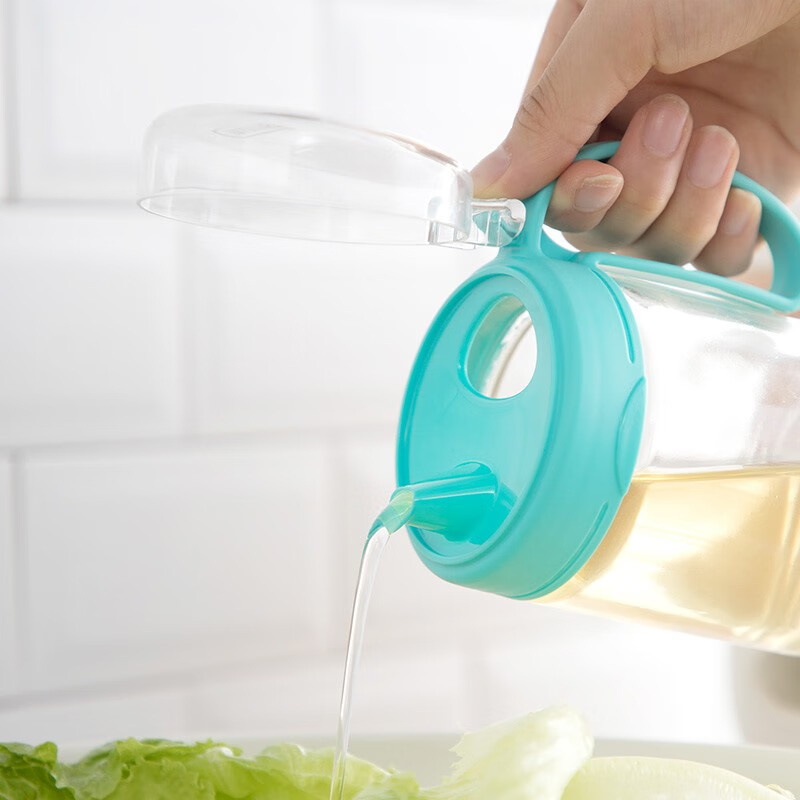 茶花（CHAHUA） 茶花油壶玻璃防漏厨房用品装塑料调味瓶醋瓶酱油瓶套装375m 【15*7.9cm】绿色