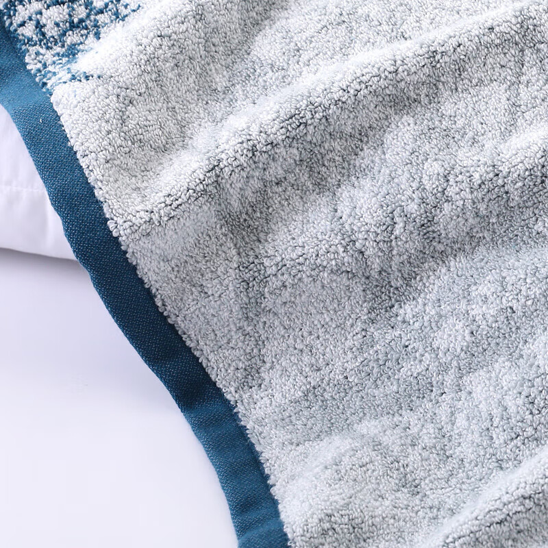 金号 A类纯棉枕巾加大加厚枕巾单条装优雅水墨画蓝色186g52cm*80cm