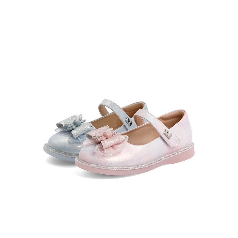 百丽蝴蝶结皮鞋童鞋2023春季新商场同款人鱼姬单鞋21553A83 粉色 28