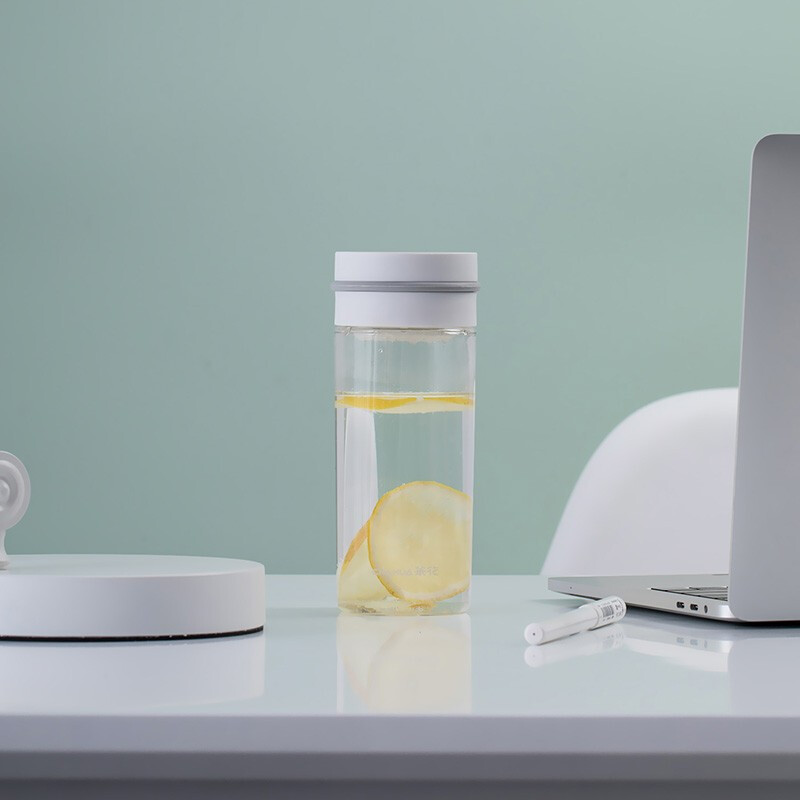 茶花（CHAHUA） 茶花水杯塑料茶杯运动旅行便携茶水分离杯瑞斯特随行杯 470ml【白色050007】 1个装