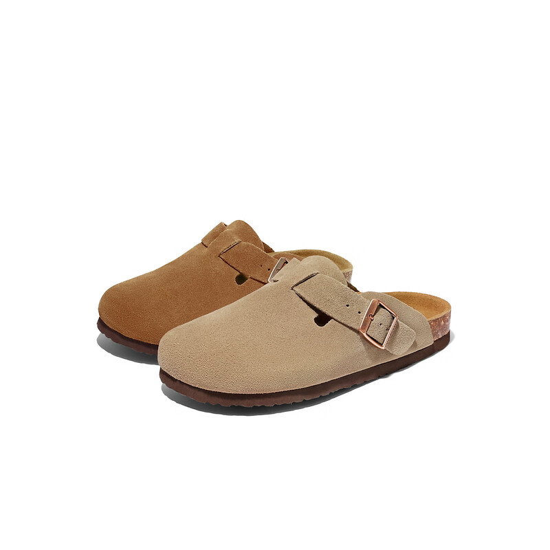 百丽慵懒勃肯鞋男鞋2023夏季新款外穿一脚蹬包头拖A1076BT3 土黄 39