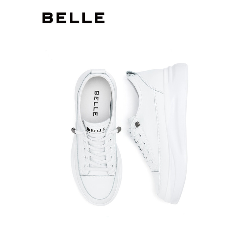 百丽小白鞋女鞋春夏商场新款厚底增高一脚蹬单鞋透气休闲鞋子女预售 白色 37