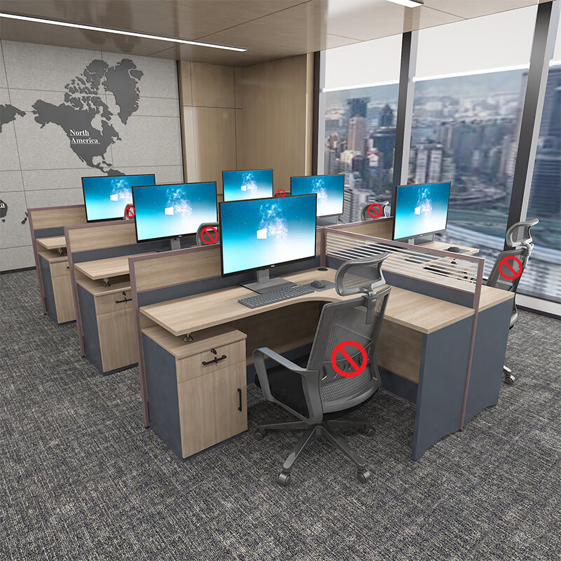 臻远GWD-006屏风办公桌职员办公桌椅组合办公电脑桌隔断卡座干型6人位