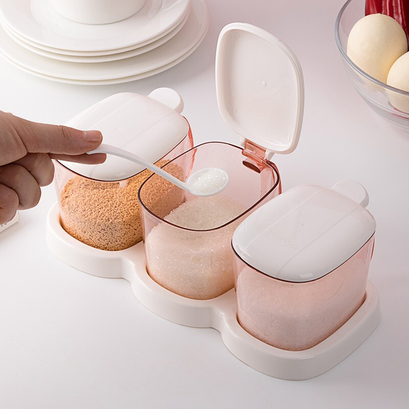 茶花（CHAHUA） 茶花 调味罐调料盒调味瓶三件套装厨房用品创意欧式调味盒盐罐 颜色随机300ml*3