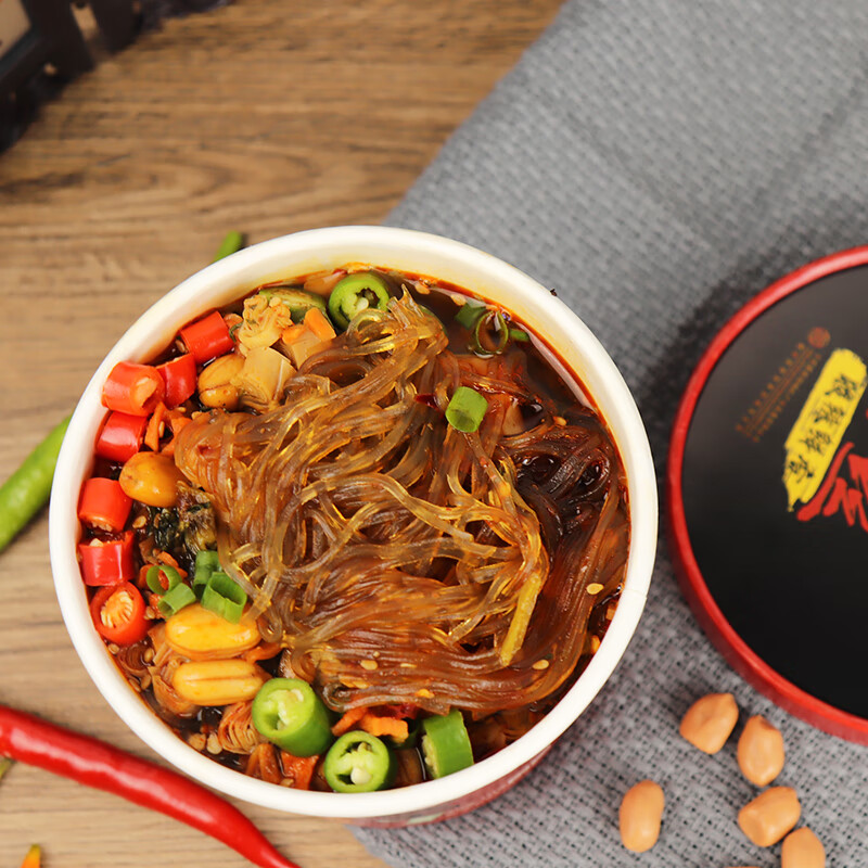 聚春园官方酸辣粉桶装网红免煮方便速食粉丝即食米线土豆粉马铃薯制粉 酸辣粉*6