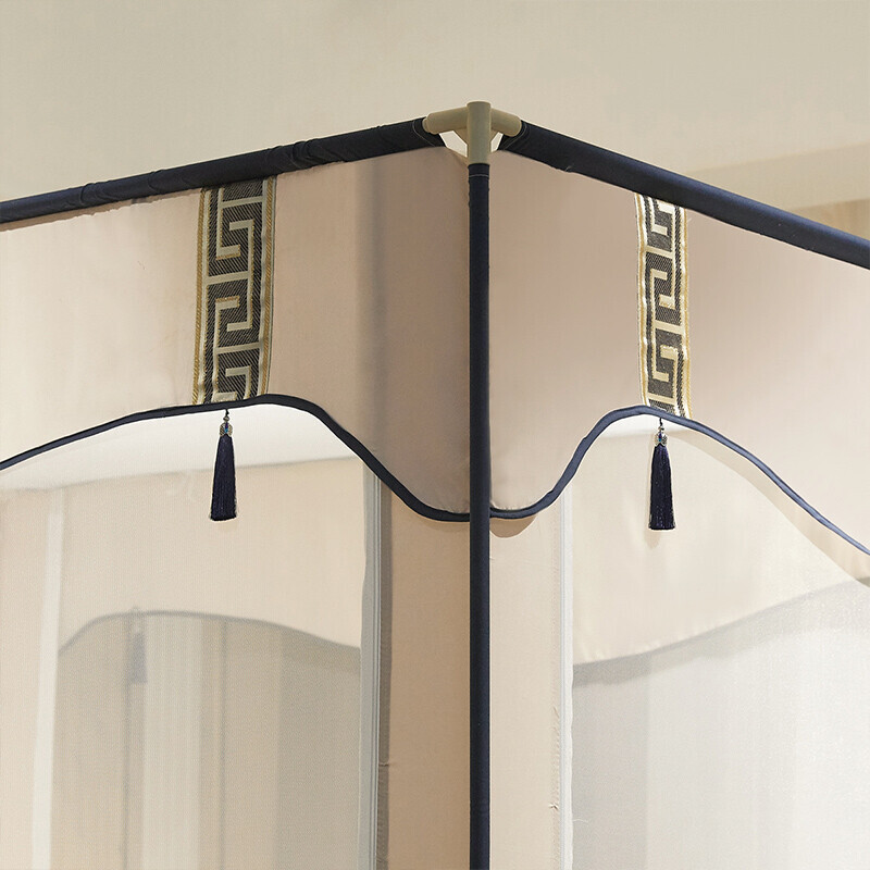 富安娜蚊帐方顶蚊帐家用1.8米床加密防蚊坐床式婴幼儿防摔全包有底蚊帐