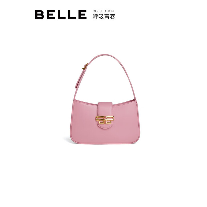 百丽包包女2023夏季新款简约质感轻奢腋下包X9060BX3 粉色 F