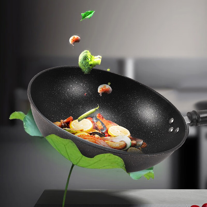 康巴赫 锅具套装麦饭石色炒锅煎锅汤锅不粘锅三件套电磁炉燃气灶通用 麦饭石三件套 3件套