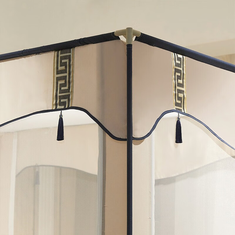 富安娜蚊帐方顶帐家用1.5米床加密防蚊坐床式婴幼儿防摔全包有底