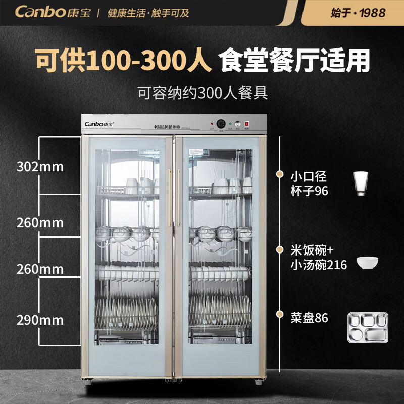 康宝(Canbo) 中温热风循环消毒柜 商用立式 大容量双门不锈钢碗柜 酒店食堂饭店保洁柜GPR700A-5一价无忧