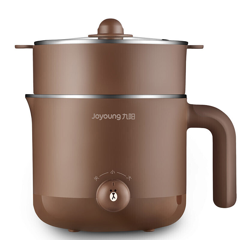 九阳（Joyoung）电火锅多功能电煮锅带蒸笼电热锅学生宿舍迷你容量电蒸锅 K12-D603(棕)/1.2L/两层