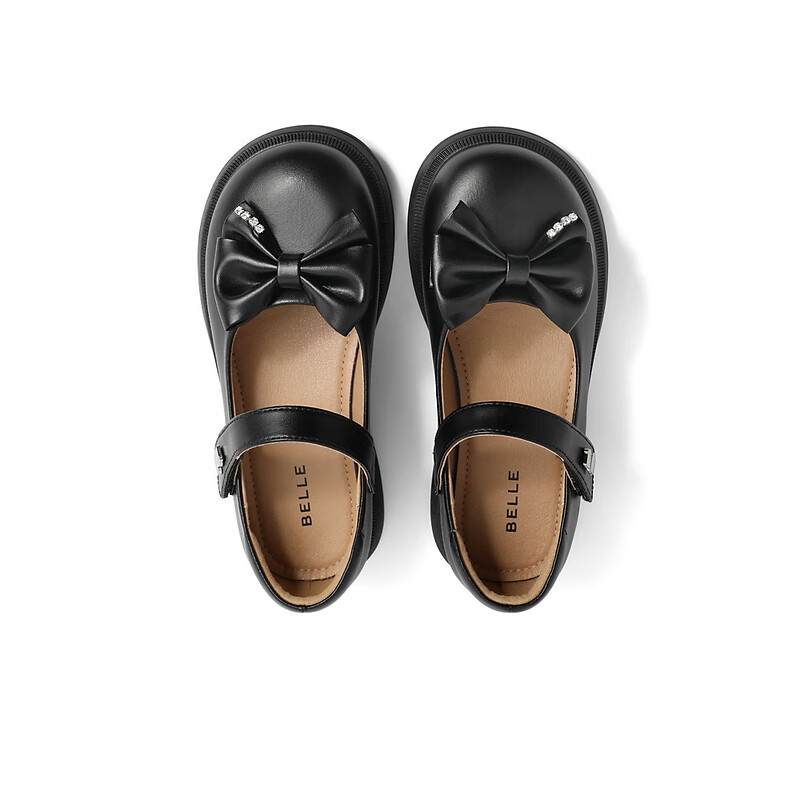 百丽公主风皮鞋童鞋2023春季新商场同款蝴蝶结单鞋11105A83 黑色 33