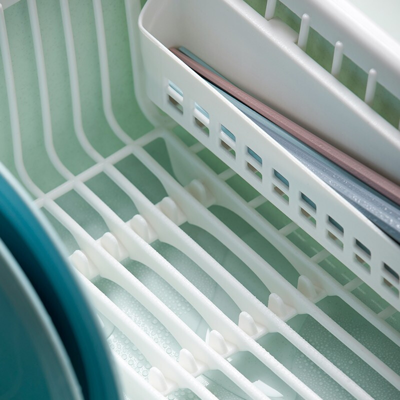 茶花（CHAHUA） 茶花欧式带盖碗碟架放碗架收纳盒沥水架装碗筷收纳箱碗柜置物 【大号】粉色【1817可立碟/带筷筒/分体式盖】