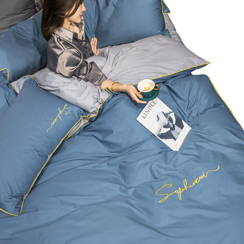 Tri-polar北欧风床上用品床品套件 TP2750 宝石蓝 1.8m床床笠款四件套