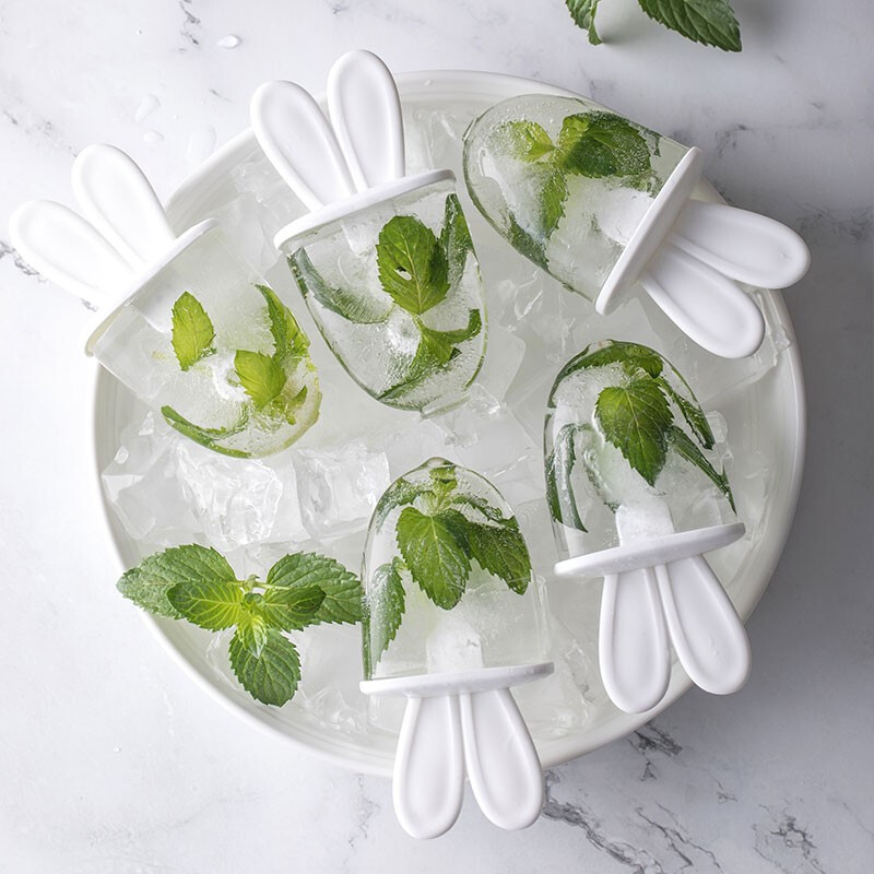 茶花 奇趣兔耳冰棒模 冰淇淋冰块家用冰糕冰激凌冰棍可爱自制模具 黄色