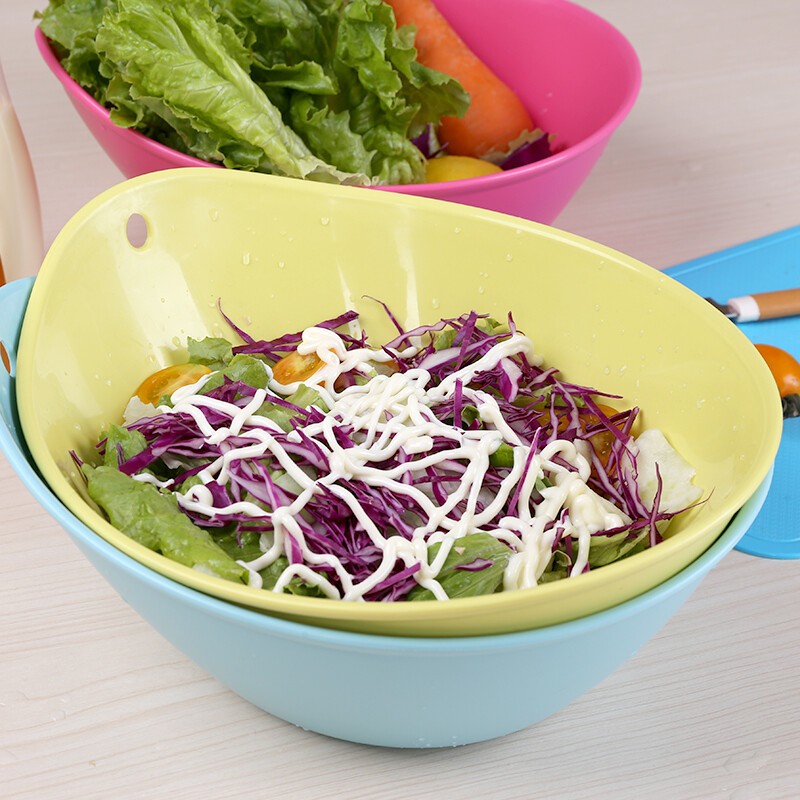 茶花（CHAHUA） 茶花水果盘果盆客厅沙拉水果盆塑料创意时尚沙拉碗 2789椭圆绿色1个