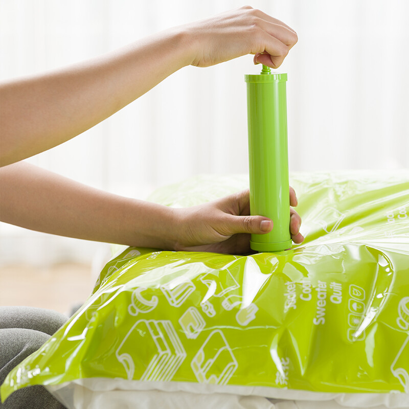 茶花真空压缩袋单管抽气筒抽气泵 草绿色