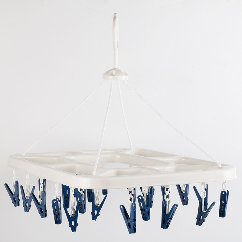 茶花（CHAHUA）茶花家用多功能折叠晾衣架多夹子内衣晾袜子神器儿童婴儿晒衣夹 蓝色夹子