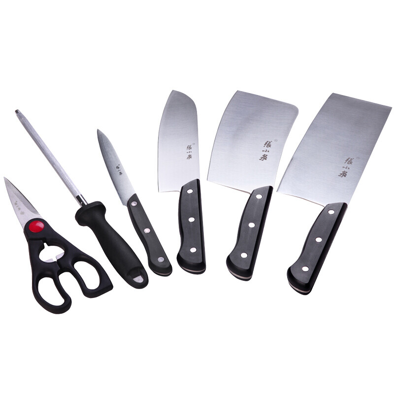 张小泉套刀不锈钢七件套 刀具套装含菜刀剪刀水果刀磨刀棒