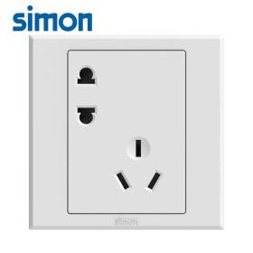 西蒙（SIMON）开关插座E3系列雅白色86型五孔插座暗装开关面板五孔USB家用 错位五孔插座（斜五孔）