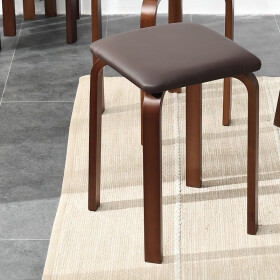 家逸（JIAYI）实木凳子小板凳餐凳椅子高矮凳休闲登子餐厅櫈子圆凳家用可叠放 方形棕色+棕色PU面