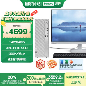 联想（Lenovo）天逸510S商务办公台式机电脑主机(酷睿14代i5-14400 32G 1TB SSD win11)23.8英寸显示器