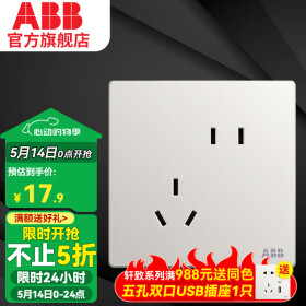 ABB 开关插座面板 轩致系列 白色五孔插座86型二三极墙壁电源 斜五孔1只装（新国标）