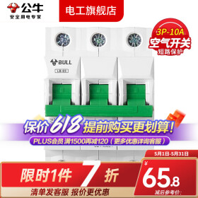 公牛空气开关空开开关63A小型断路器家用100A塑壳电闸总闸3P过载4P 3P/10A