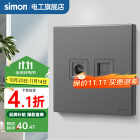 西蒙（SIMON） 开关插座面板五孔插座空调网络单开双控一开五孔usbC60荧光灰 电视电脑 弱电类