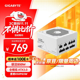 技嘉（GIGABYTE）雪鹰 白色限定 额定850W金牌认证全模组电源/ATX 3.0/PCIE5.0/原生16PIN/五年保障/支持40系列显卡