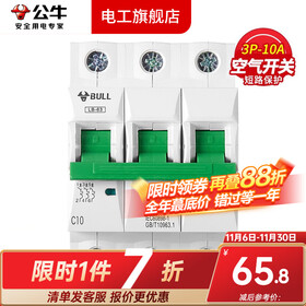 公牛空气开关空开开关63A小型断路器家用100A塑壳电闸总闸3P过载4P 3P/10A