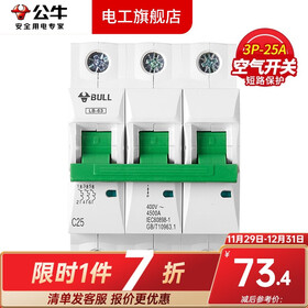 公牛空气开关空开开关63A小型断路器家用100A塑壳电闸总闸3P过载4P 3P/25A