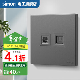 西蒙（SIMON） 开关插座面板五孔插座空调网络单开双控一开五孔usbC60荧光灰 电视电脑 弱电类