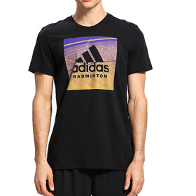 阿迪达斯 adidas CATEGORY 男子 圆领休闲短袖羽毛球T恤 黑色 CE7482 L码