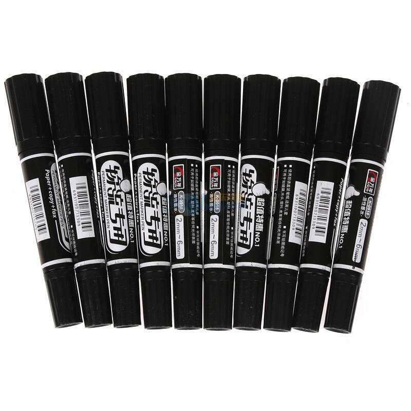 金万年大双头物流专用记号笔10支装k-0918-001黑色 自营