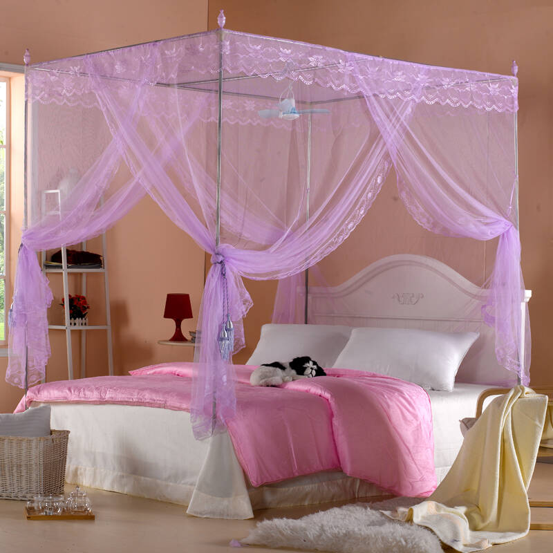 伯乐妮家纺 不锈钢落地加粗蚊帐宫廷方顶三开门帐子1.