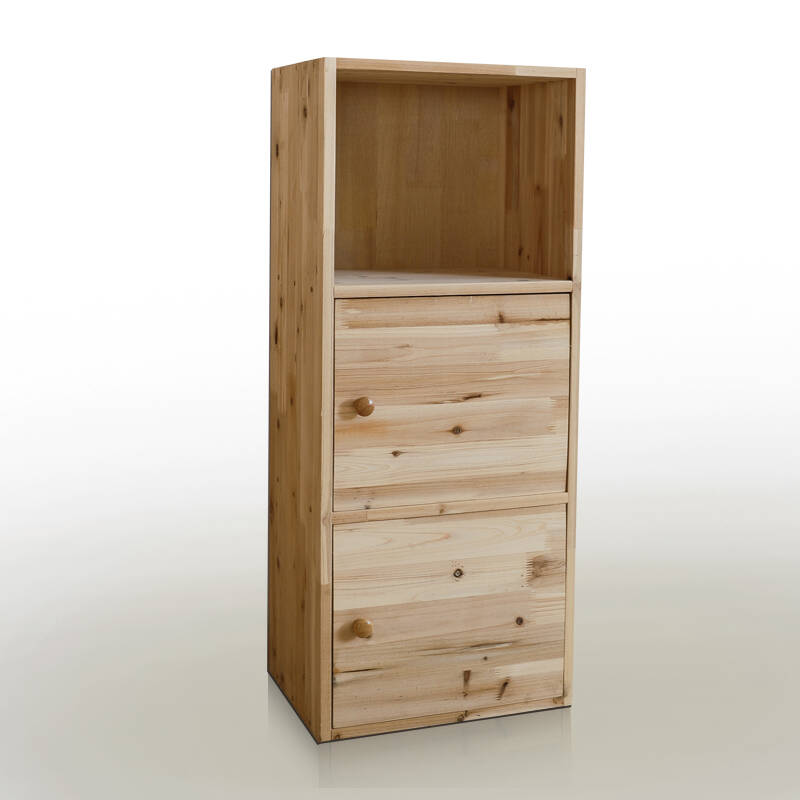 翠景园实木书柜 带门贮物柜 免漆杉木书柜 杉木b款